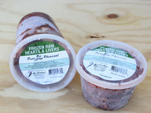 Cargar imagen en el visor de la galería, 1lb and 2lb containers of raw pheasant hearts and livers for pets